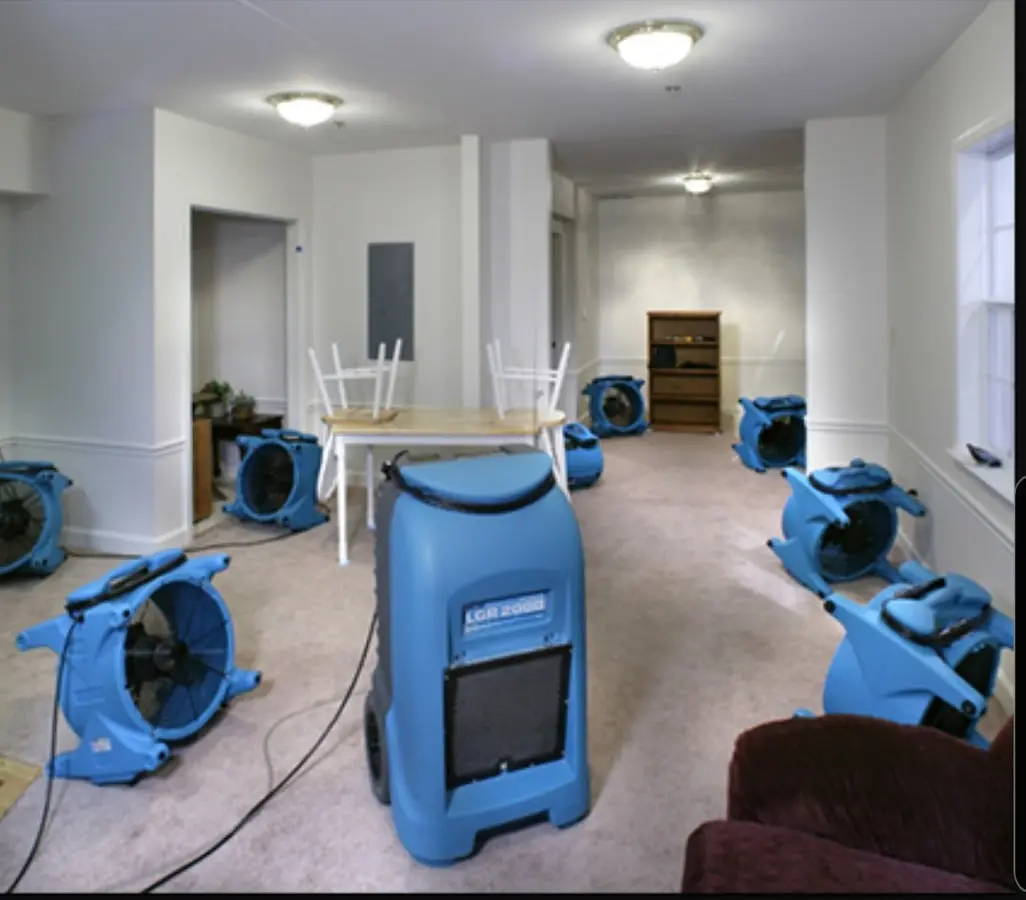Air movers and dehumidifier setup for Water Extraction & Removal in Big Stone Gap